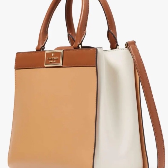 KATE SPADE REEGAN COLORBLOCK SMOOTH LEATHER SATCHEL TIRAMISU KC722 NWT $499 - Picture 1 of 6
